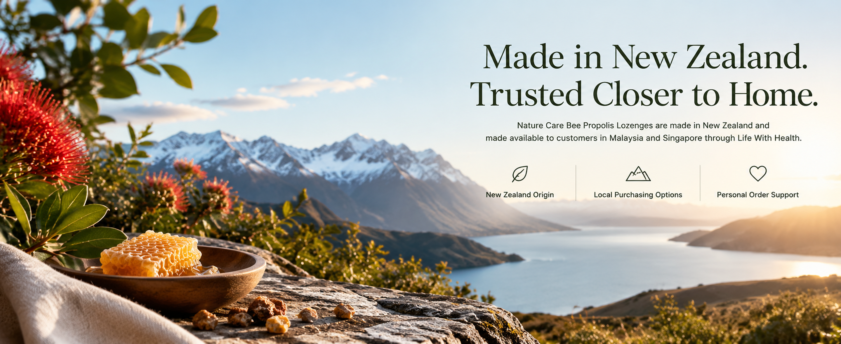 Made in New Zealand. Trusted Closer to Home. — Nature Care Bee Propolis Lozenges